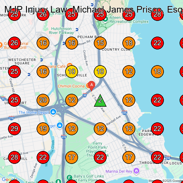 MJP Injury Law, Michael James Prisco, Esq. GeoGrid visibility map for Personal Injury Attorney in Bronx